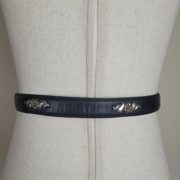 VTG 3D DDD Belt Small Black Leather Floral Ornate Engraved Cowgirl Western Rodeo main image 4